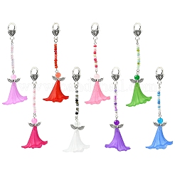 4 pendentif décoratif en acrylique et verre en forme d'ange&nbsp;HJEW-YW00060-01