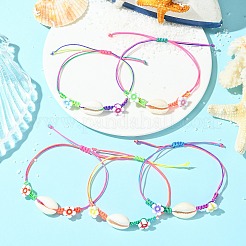 Натуральные смешанные бусины из ракушек каури плетеные браслеты из бисера BJEW-JB11786