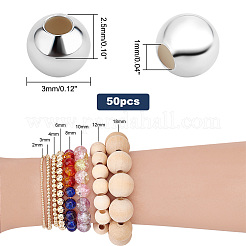 50шт 925 бусины из стерлингового серебра&nbsp;STER-PH0002-17