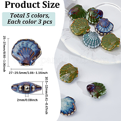 12шт 4 цвета фарфоровые бусины ручной работы&nbsp;PORC-PA0001-22