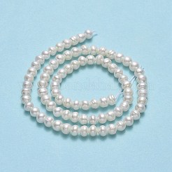 天然養殖淡水パールビーズ連売り  ラウンド  リネン  5~5.5x5~5.5x4mm  穴：0.5mm  約85~90個/連  14.37''（36.5センチメートル）&nbsp;PEAR-A005-01A