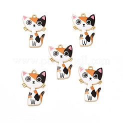 合金エナメルチャーム  カドミウムフリー＆ニッケルフリー＆鉛フリー  ゴールドカラー  猫のチャーム  カラフル  30x19.5x2.5mm  穴：2.2mm&nbsp;LS-ENAM-M046-10G-F