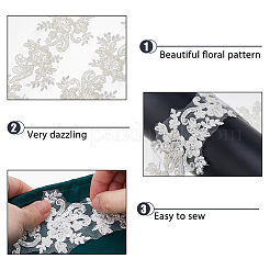 2 ярд полиэстерового кружева с цветочной вышивкой и стеклянными бусинами OCOR-DC0001-27A