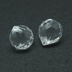 透明ガラスティアドロップペンダント  多面カット  透明  23~25x21mm  穴：2mm&nbsp;GLAA-E004