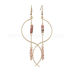 Серьги-подвески из натурального смешанного камня в форме колонны EJEW-JE06335