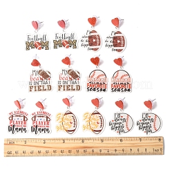 1 пара сережек-гвоздиков с леопардовым принтом в виде сердца для матери и спорта из акрила EJEW-FS0001-22A