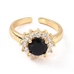 Кубический цирконий плоское круглое открытое кольцо-манжета RJEW-C024-09G