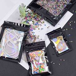 120 шт. 4 прямоугольных пластиковых пакета с застежкой-молнией и голографическим блеском OPP-SZ0001-02