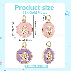 8шт 2 цвета латунные подвески с эмалью&nbsp;KK-BC0015-14