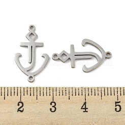 変色しない304ステンレススチールコネクタチャーム  アンカー  ステンレス鋼色  19x10.5x1mm  穴：1mm&nbsp;STAS-P344-10P