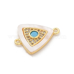 Подвески-коннекторы из латуни с микропаве из прозрачного кубического циркония и ракушки&nbsp;KK-M303-03G-11