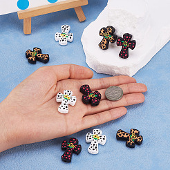 9шт 3 цвета крест с цветком силиконовые фокусные бусины&nbsp;SIL-TA0001-96