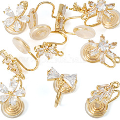 10 шт. 5 стиля латунная микропаве кубический цирконий фурнитура для ушей&nbsp;KK-TA0003-23