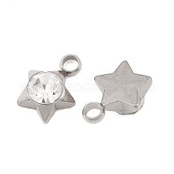 201ステンレススチールラインストーンペンダント  スターのチャーム  ステンレス鋼色  クリスタル  10x7.5x4mm  穴：2mm&nbsp;RB-CBABFDA-13P-01