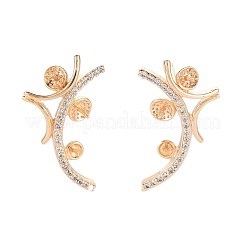 Латунные микро-паве прозрачные серьги-гвоздики из циркония KK-S364-134