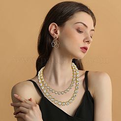 2 шт. 2 стиля цинковый сплав паве квадрат/сердце прозрачное стекло теннисные ожерелья для женщин&nbsp;NJEW-SP0001-08G