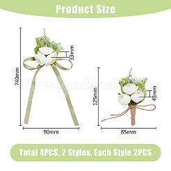 4 шт. 2 стиля брошь-бутоньерка в виде розы из шелковой ткани и корсаж для запястья&nbsp;AJEW-HY0001-32