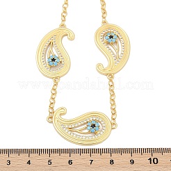 Латунные микропаве прозрачные и небесно-голубые кубические цирконии каплевидные цепочки-ожерелья с символом сглаза KK-H203-14G