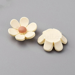 Cabochons fleurs en résine opaque&nbsp;LS-CRES-WH0010-053A-01
