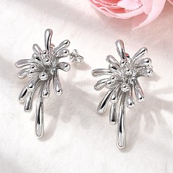 Серьги-гвоздики в виде цветка из латуни EJEW-H171-02B-P