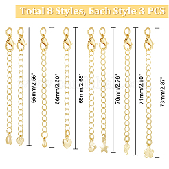 24 шт. 8 стиля латунных удлинителей цепи KK-GA0001-52LG