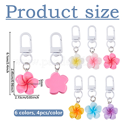 24 pieza de decoraciones colgantes de flores de resina de 6 colores&nbsp;HJEW-DC0001-32