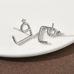 Серьги-гвоздики из латуни с микропаве из прозрачных кубических цирконий&nbsp;EJEW-G452-05P