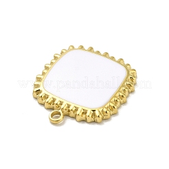304ステンレススチールエナメルペンダント  正方形  ゴールドカラー  ホワイト  15x12.5x2mm  穴：1.4mm&nbsp;STAS-P311-01G-05