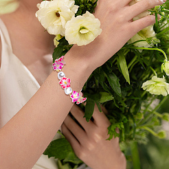 8шт 8 цвета полимерная глина и АБС пластик искусственный жемчуг и стеклянные бусины эластичные браслеты для женщин&nbsp;BJEW-SC00002