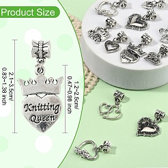 30шт 15 стиля сплава европейские висячие подвески в тибетском стиле&nbsp;PALLOY-YW00072