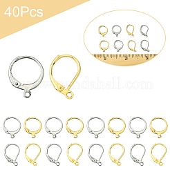 40 шт. 4 стиля фурнитуры для сережек с застежкой-молнией из нержавеющей стали 304&nbsp;STAS-FS0001-71