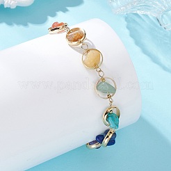 Chakra-Armbänder mit Messingring&nbsp;BJEW-TA00717-01