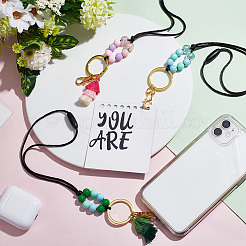IDカードホルダー用ビーズストラップDIYキット  アクリルビーズ入り  ポリコットンタッセルペンダント  合金キー リング & スイベル クラスプ  ナイロン糸  プラスチック離脱クラスプ  ミックスカラー&nbsp;DIY-PH0010-21
