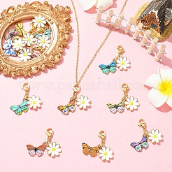 12 шт. подвески из эмали в виде бабочки и цветка&nbsp;HJEW-YW00122