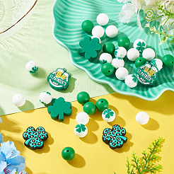 36 Stück Silikonperlen mit St. Patrick's Day-Motiv in 6 verschiedenen Ausführungen&nbsp;SIL-TA0003-48