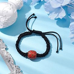 Браслеты из плетеных деревянных бусин в форме бочонка BJEW-JB10365