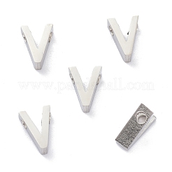 変色しにくい304ステンレススチールチャーム  アルファベット  ステンレス鋼色  文字.v  8x5.5x3mm  穴：1.8mm&nbsp;STAS-K216-41V-P
