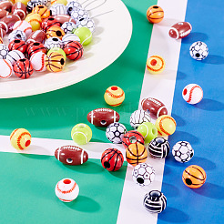 120 шт. 12 акриловых бусин в спортивном стиле&nbsp;MACR-TA0002-28