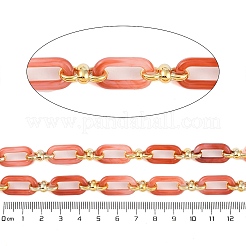 ラックメッキアクリル＆ccbプラスチックチェーン  長持ちメッキ  ライトコーラル  20x10.6x3mm  5 m /ロール&nbsp;CHAC-H001-01B