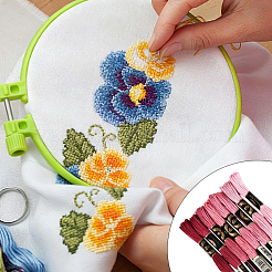 ポリエステル刺繍糸  クロスステッチの糸  セグメント染め  ミックスカラー  0.5~2mm  約8.75ヤード（8m）/かせ  8色  1 かせ/色  8 かせ/セット&nbsp;OCOR-WH20074-13B-05A