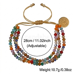 Bracelets bohèmes ajustables à une rangée de perles de verre rondelles à facettes tressées&nbsp;DM1079-1