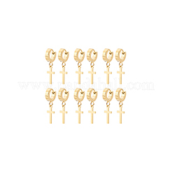 6 пара серег-колец из нержавеющей стали 304 с крестообразным креплением EJEW-UN0001-91