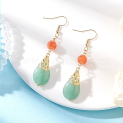 Natürlicher grüner Aventurin & gefärbte natürliche malaysische Jade-Ohrhänger&nbsp;EJEW-JE06673-02