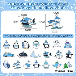 40 stücke 20 stile winter thema zink-legierung emaille anhänger&nbsp;ENAM-CJ0006-43