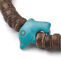 Эластичные браслеты из натурального кокоса с бисером rondelle BJEW-JB10217-01