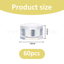 60個のプラスチックと炭素鋼ベアリングスチールスピン軸  フラットラウンド  透明  13x6.5mm&nbsp;FIND-FH0018-26A