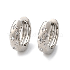 Серьги-кольца со звездами из прозрачного кубического циркония&nbsp;EJEW-C022-06P-01