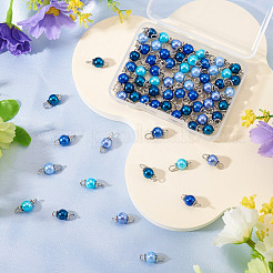 70 шт. 7-х цветные стеклянные перламутровые круглые подвески-соединители&nbsp;PALLOY-TA00265