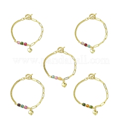 Messing Herz Charme Armbänder&nbsp;BJEW-JB13612