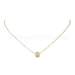 Латунные цепочки с подвесками в виде бусины-колонны и диска любви с микропаве из прозрачного кубического циркония&nbsp;NJEW-JN05768